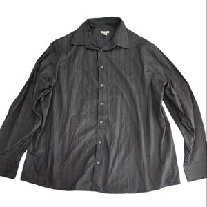 NWOT Shirt Mens XXL(18) Plus Size Button Up Long Sleeve Black Adjustable Cuff